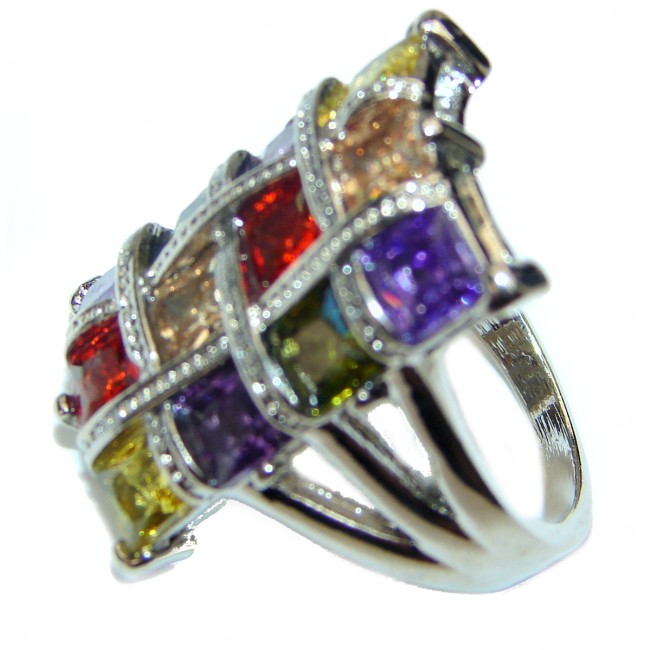 Gianna Cubic Zirconia brilliantly handcrafted .925 Sterling Silver Cocktail ring s. 7