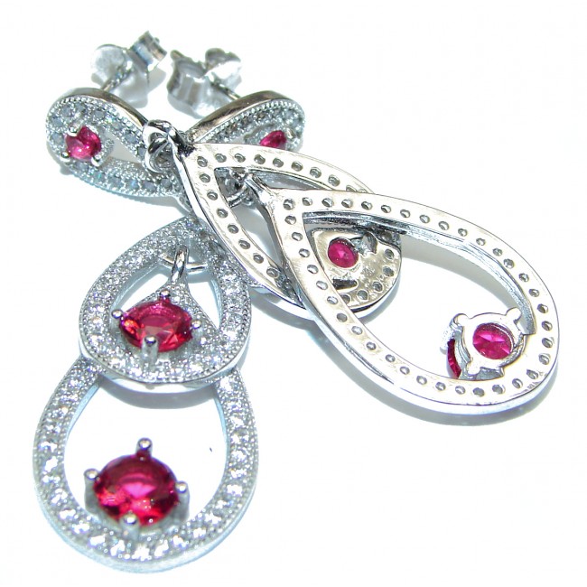 Radiant Dewdrops Red Topaz .925 Sterling Silver handmade earrings