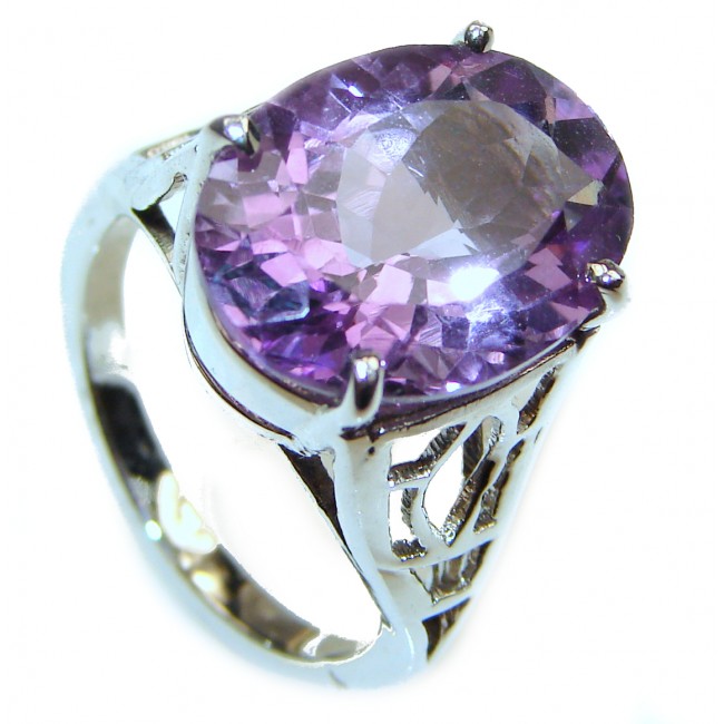Authentic Oval cut 22ctw Amethyst .925 Sterling Silver brilliantly handcrafted ring s. 8