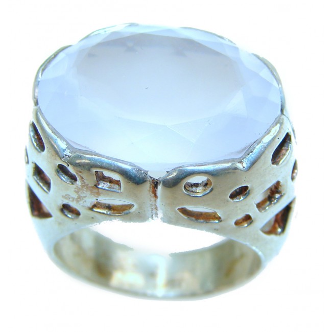 Fire Moonstone .925 Sterling Silver handmade ring s. 8 1/2