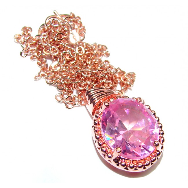 Oval cut Pink Topaz .925 Sterling Silver handcrafted necklace