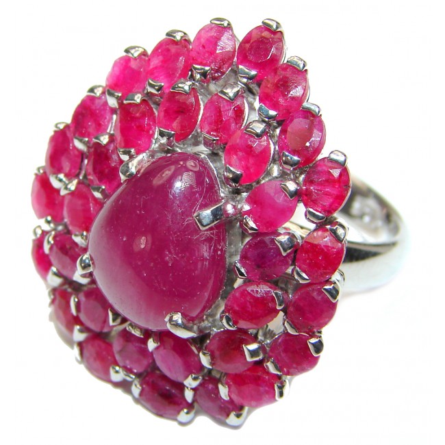 Gabriella Genuine Ruby .925 Sterling Silver handcrafted Statement Ring size 8