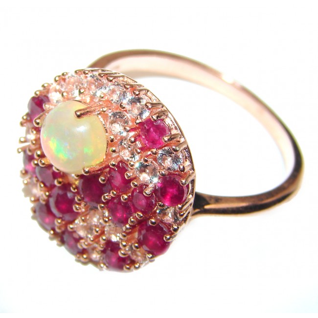 Gabriella Authentic Ethiopian Fire Opal 18K Gold over .925 Sterling Silver brilliantly handcrafted ring s. 9