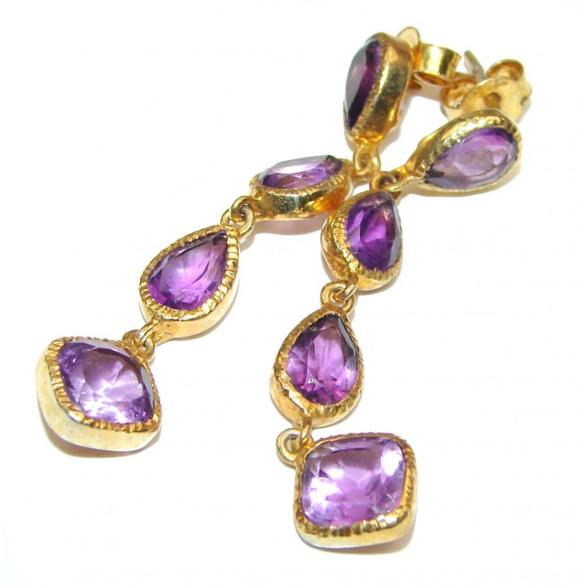 Ornient Beauty Authentic Amethyst 14K Gold over .925 Sterling Silver handcrafted earrings