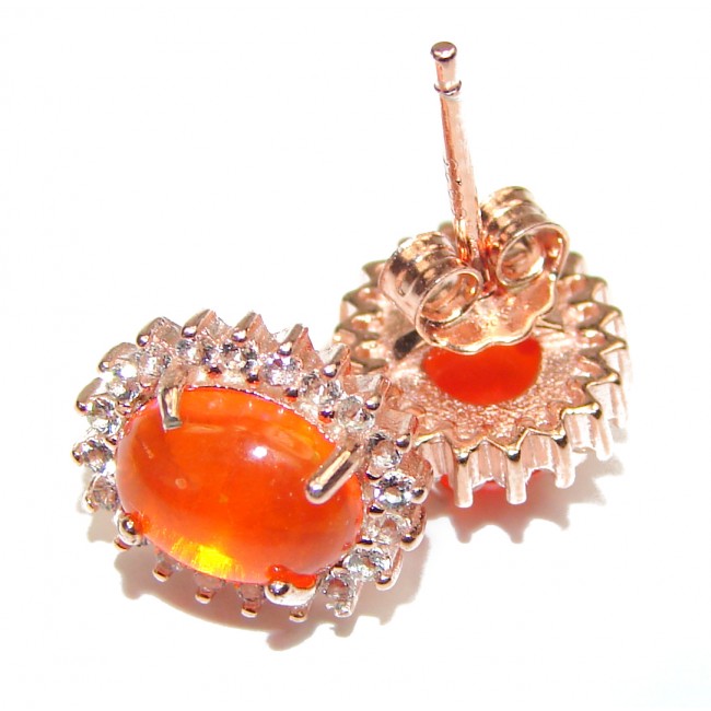 Authentic Mexican Fire Opal .925 Sterling Silver handcrafted earrings