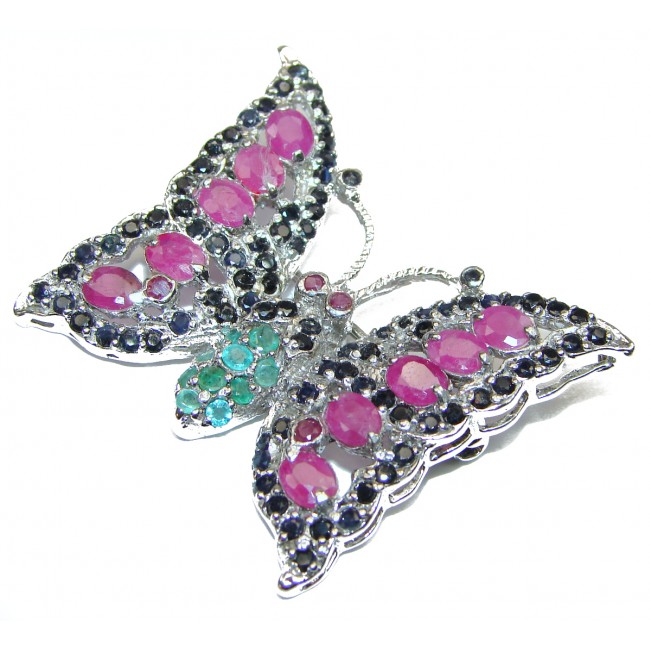 Butterfly authentic Ruby .925 Sterling Silver handmade Brooch