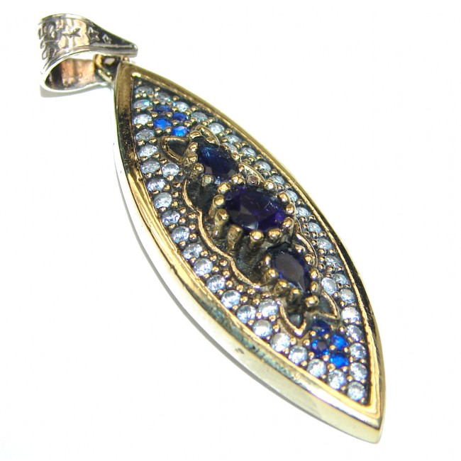 CARMEN Genuine Sapphire .925 Sterling Silver handmade pendant