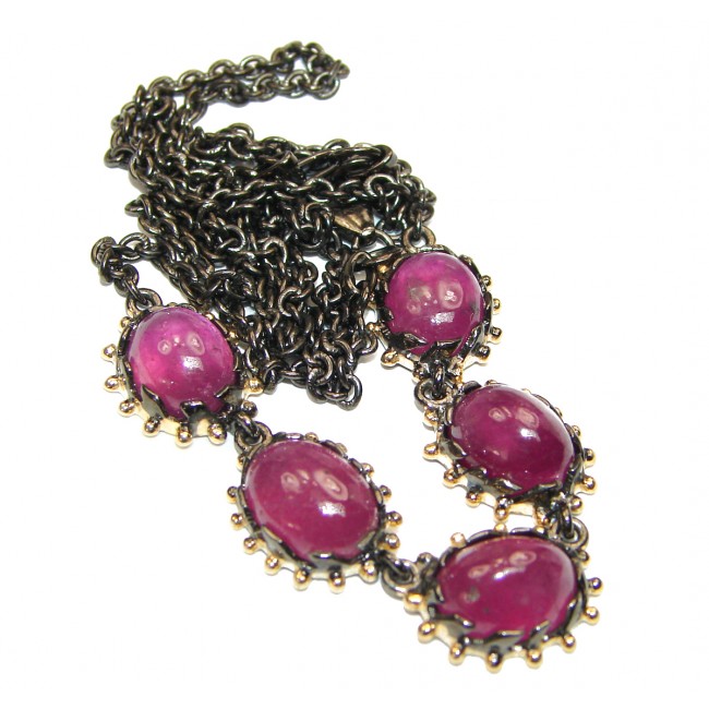 Emily Authentic Ruby 18K Gold Rhodium over .925 Sterling Silver handmade Statement Necklace