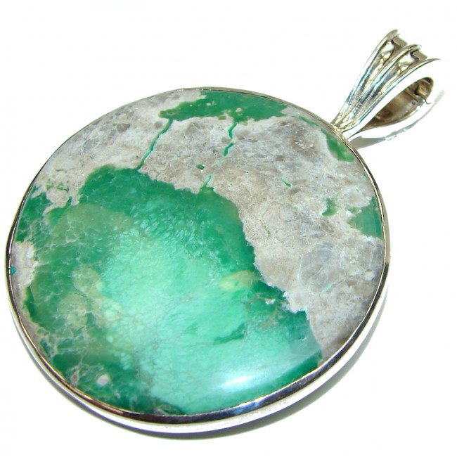 Authentic Variscite .925 Sterling Silver handcrafted HUGE Pendant
