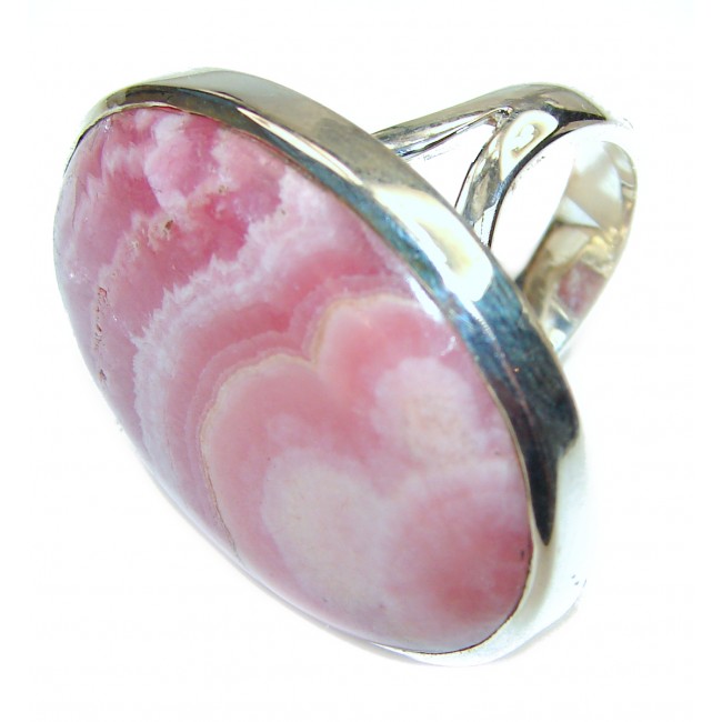 Large best quality Argentinian Rhodochrosite .925 Sterling Silver handmade ring size 8