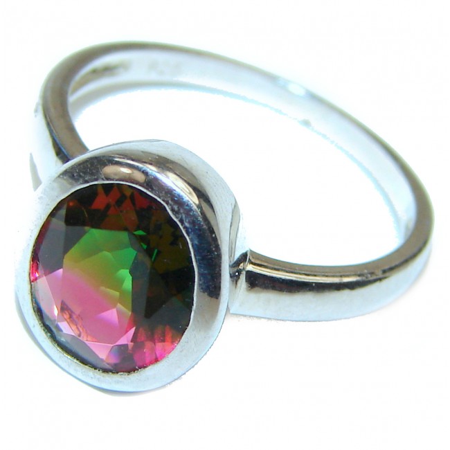 4.1 Watermelon Tourmaline .925 Sterling Silver handcrafted Ring size 9