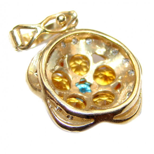 Precious 14K yellow Gold genuine 1.2 carat Citrine with Diamond Halo Pendant