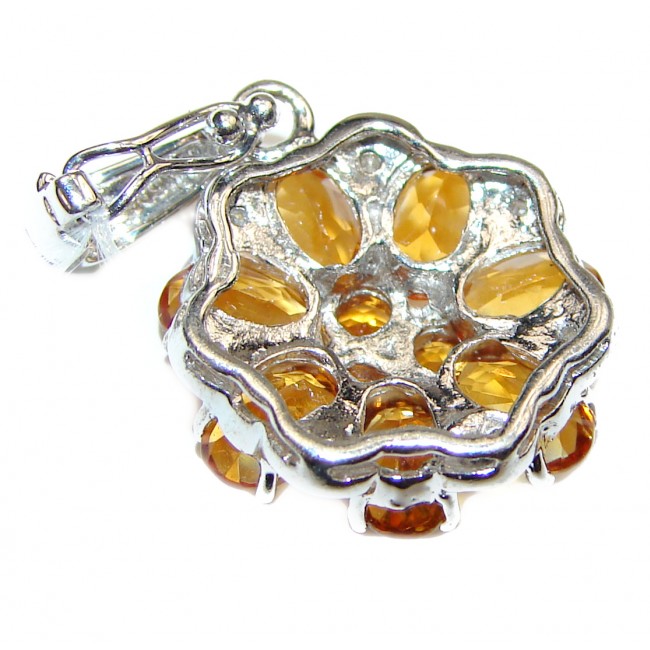 Precious 14K White Gold genuine 3.26 carat Citrine with Diamond Pendant