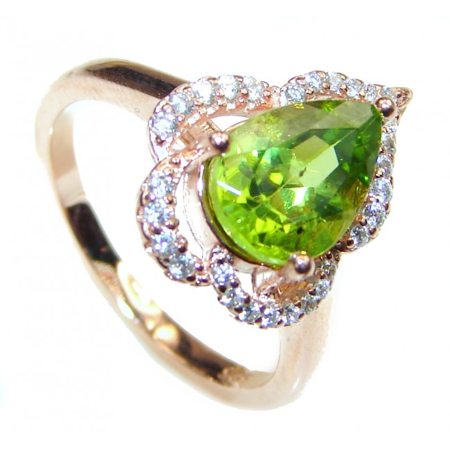 Melissa genuine Peridot 14K Gold over .925 Sterling Silver handcrafted Ring size 7