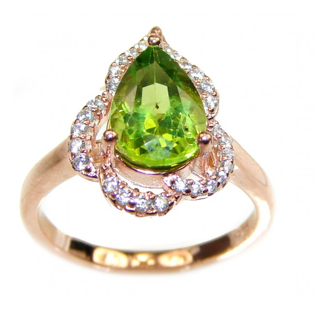 Melissa genuine Peridot 14K Gold over .925 Sterling Silver handcrafted Ring size 7