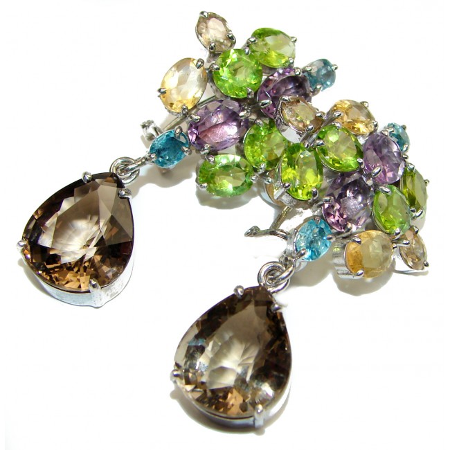 Marie Antoinette's STYLE authentic Multigem Smoky Topaz .925 Sterling Silver handcrafted earrings