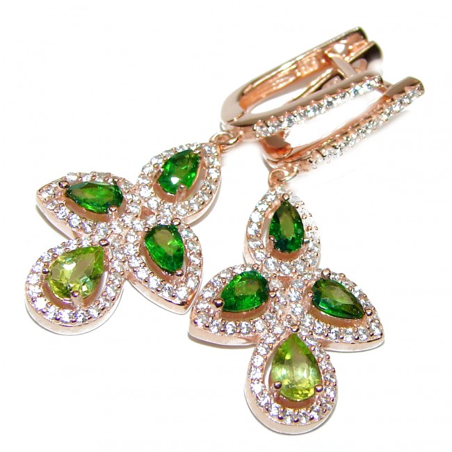 Fabulous Chrome Diopside rose gold over .925 Sterling Silver handcrafted earrings