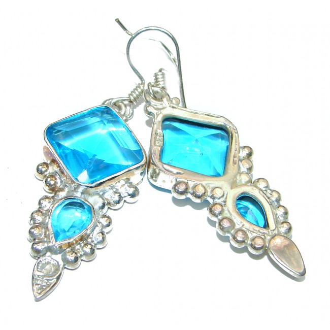 Great Aqua Blue Topaz .925 Sterling Silver handcrafted earrings