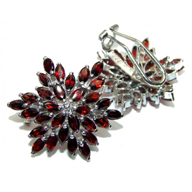 Red Carpet style Authentic Garnet .925 Sterling Silver handmade earrings