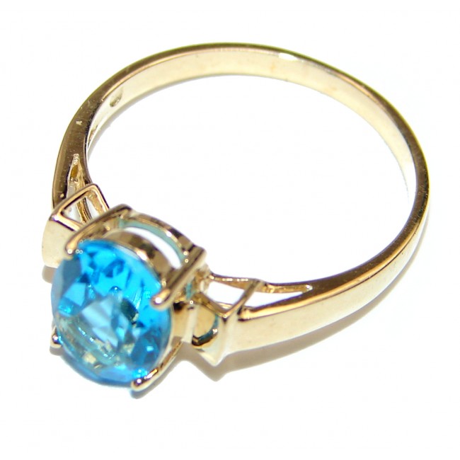 14K yellow Gold Blue Topaz Cocktail Ring size 7