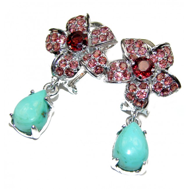 Vintage Style Genuine Turquoise .925 Sterling Silver handcrafted Earrings