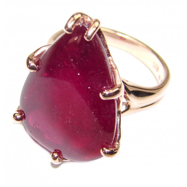 Perfect 25.8 ctw Ruby Rose Gold over .925 Sterling Silver handcrafted Statement Ring size 5