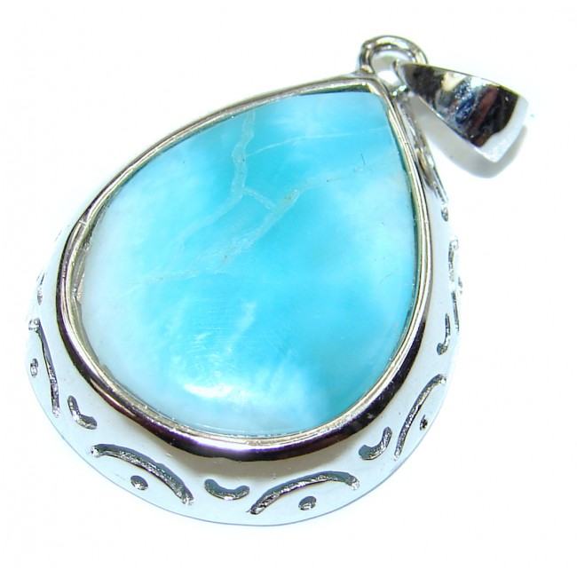 Best quality Larimar from Dominican Republic .925 Sterling Silver handmade pendant