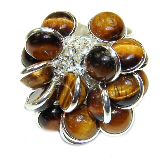 Secret Chamber Brown Tigers Eye Sterling Silver cha- cha Ring s. 7 3/4