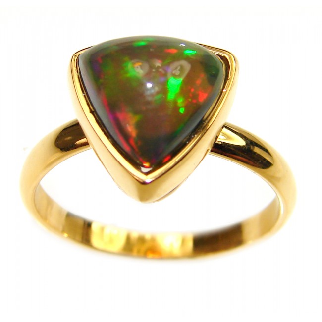 Authentic Black Opal 18K Gold over .925 Sterling Silver handmade Ring s. 9 1/4