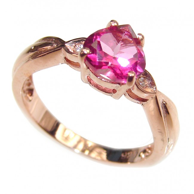 Posh Pink Topaz .925 Sterling Silver handcrafted ring size 6 3/4