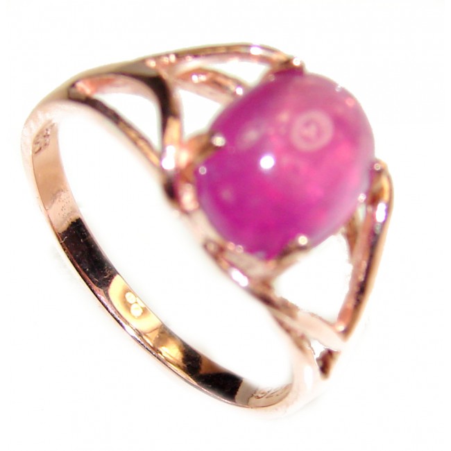 Genuine 4.5 ctw Star Ruby Rose Gold over .925 Sterling Silver handcrafted Statement Ring size 6 1/2