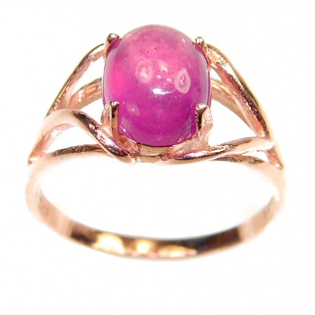 Genuine 4.5 ctw Star Ruby Rose Gold over .925 Sterling Silver handcrafted Statement Ring size 6 1/2