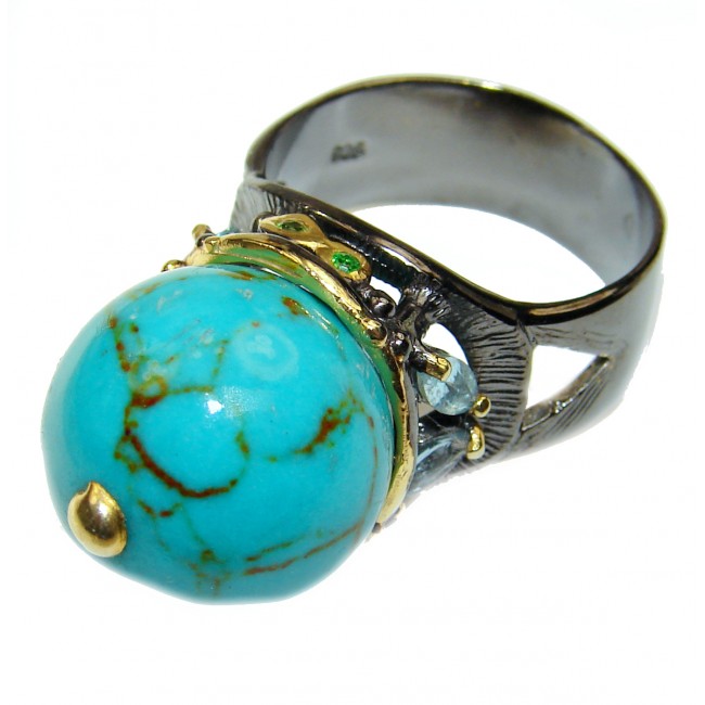 Great quality Blue Turquoise .925 Sterling Silver handcrafted Ring size 8 3/4