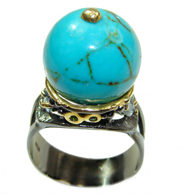 Great quality Blue Turquoise .925 Sterling Silver handcrafted Ring size 8 3/4