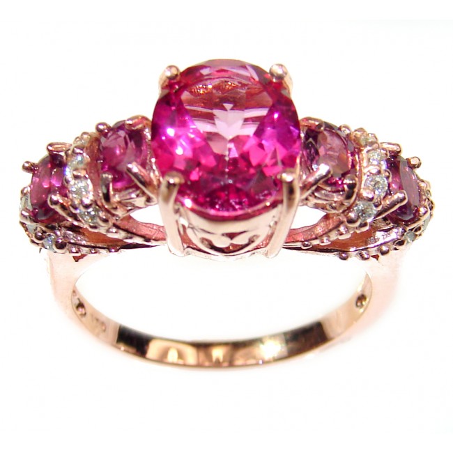 Posh Pink Tourmaline rose gold over .925 Sterling Silver handcrafted ring size 7 1/4