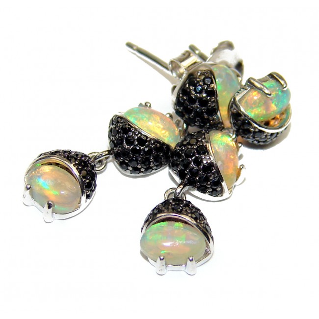 Vintage Style Authentic Ethiopian Fire Opal Spinel .925 Sterling Silver handcrafted earrings