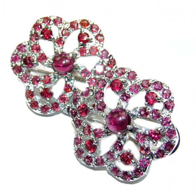 Red Carpet style Authentic Garnet .925 Sterling Silver handmade earrings