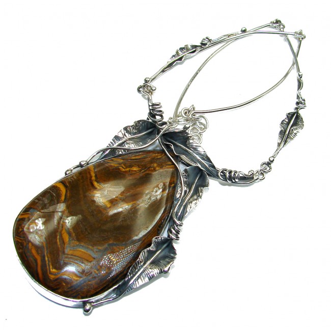 One of the kind Nature inspired Tigers Eye .925 Sterling Silver handmade necklace