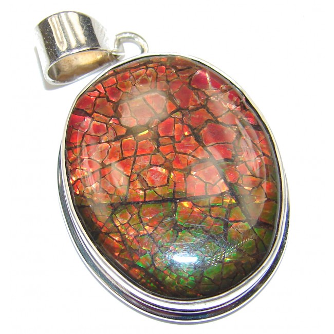 One of the kind genuine Canadian Ammolite 18K gold over .925 Sterling Silver handcrafted Pendant