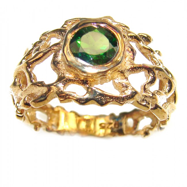 Natural Chrome Diopside 24K Rose Gold over .925 Sterling Silver Statement ring size 8 3/4