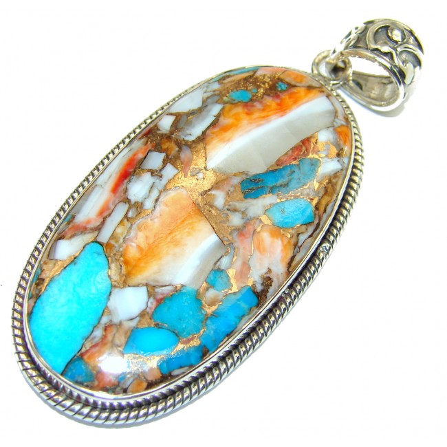 Authentic Oyster Turquoise .925 Sterling Silver handmade Pendant
