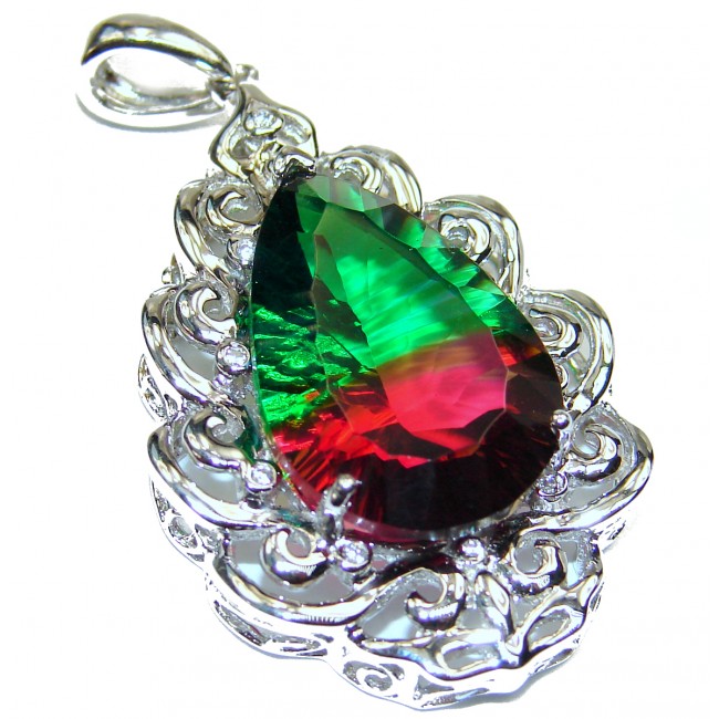 Deluxe 45ctw pear cut Tourmaline .925 Sterling Silver handmade Pendant