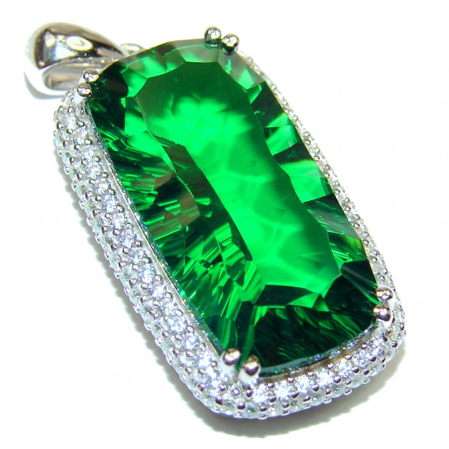 Superior quality 15 carat Fresh Green Helenite .925 Sterling Silver Pendant