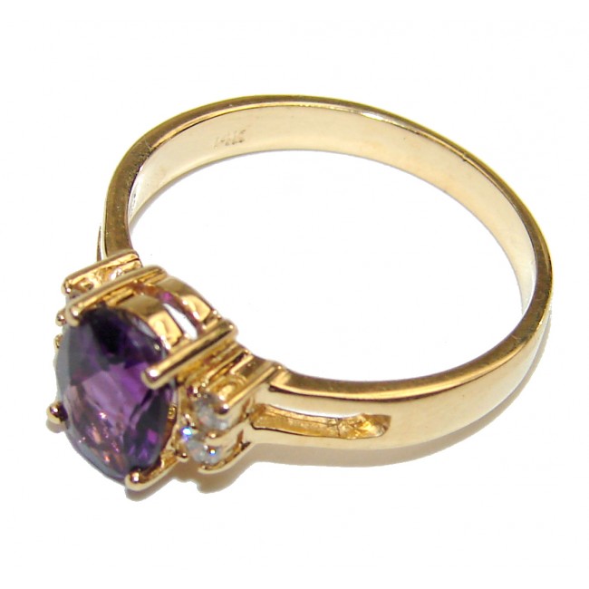 14K yellow Gold Amethyst Cocktail Ring size 7