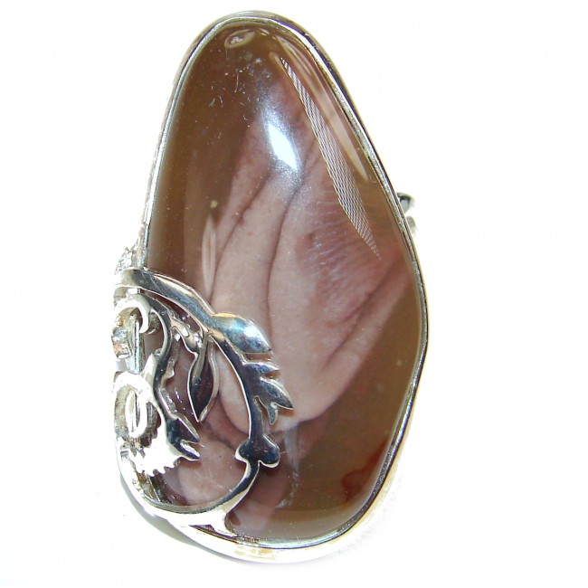 BOHO STYLE Genuine Imperial Jasper .925 Sterling Silver handcrafted LARGE ring s. 8 adjustable