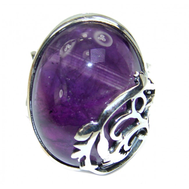Authentic 45ctw Amethyst .925 Sterling Silver brilliantly handcrafted ring s. 8 adjustble