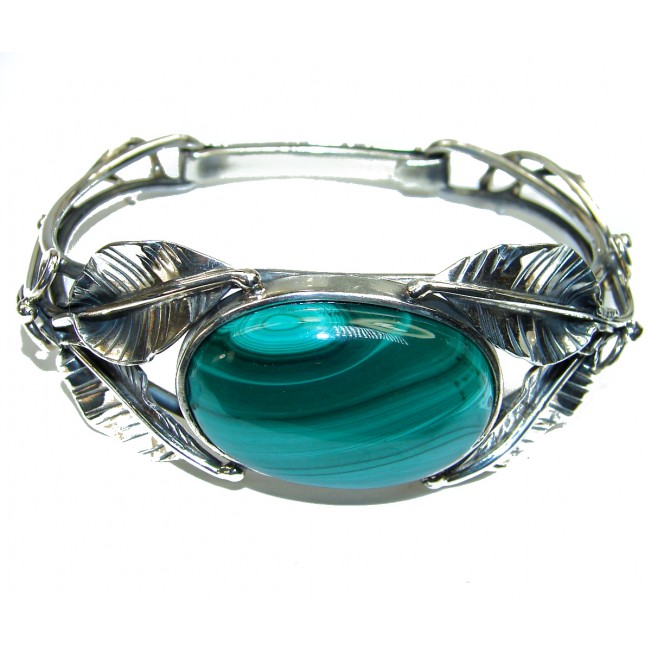 Eternal Paradise Natural Malachite highly polished .925 Sterling Silver handcrafted Bracelet