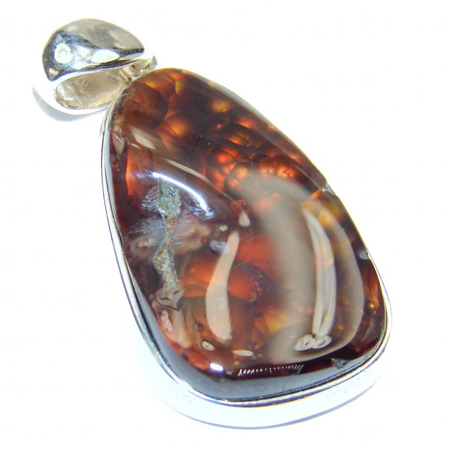 Perfect Mexican Fire Agate .925 Sterling Silver handmade Pendant