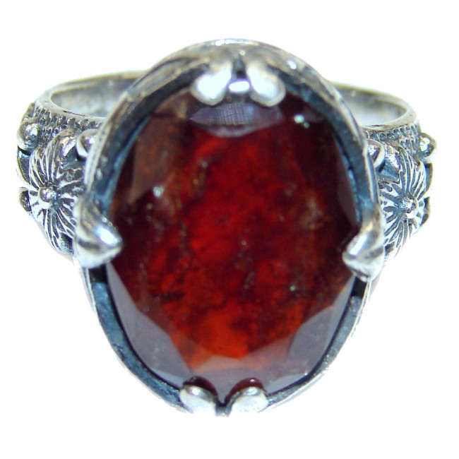 Genuine Ruby .925 Sterling Silver handmade LARGE Cocktail Ring s. 7 1/4