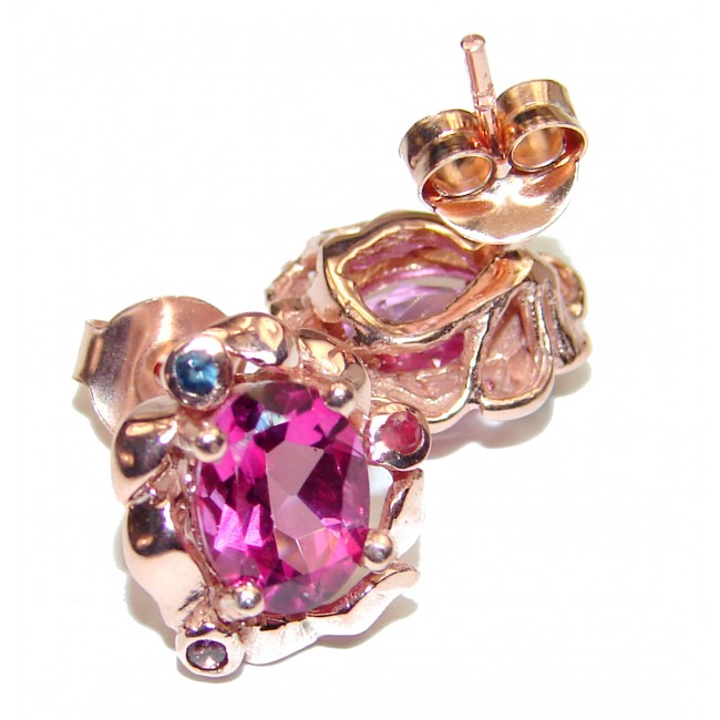 Pink Topaz 18K Rose Gold over .925 Sterling Silver handcrafted earrings